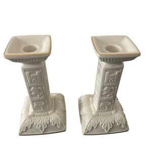 Lenox White and Gold Candle Holders
